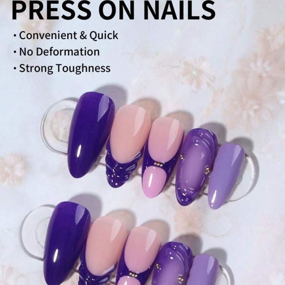 24Pcs Long Almond 3d Gelnails Makes White French Tip Press On Nails Medium - Picture 3 of 4